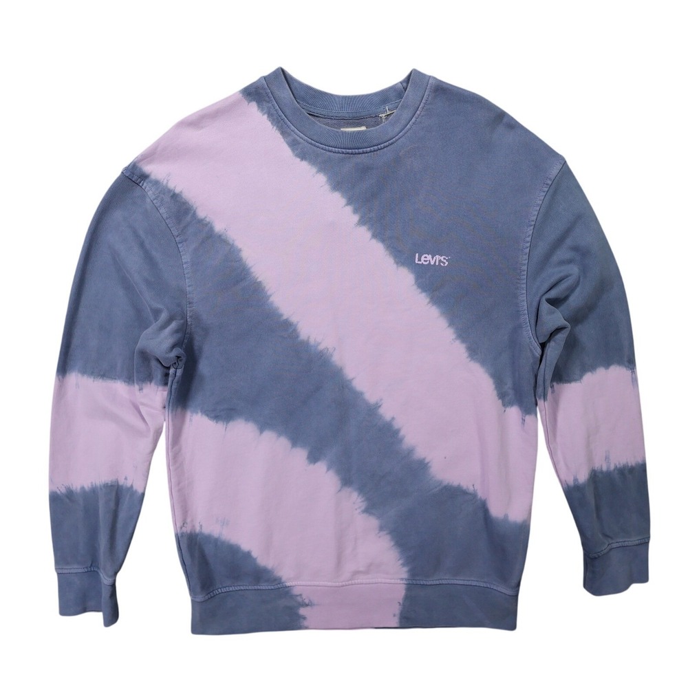 Levi's Sweatshirt Mens S Blue Excellent Tie Dye Relaxed Crewneck Long‎ Sleeve